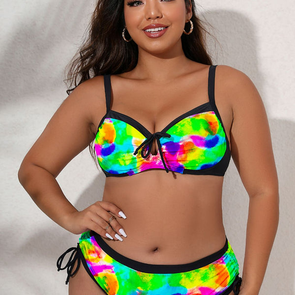 Yocwear Two-toned Vibrant Tie-Dye Sexy Ties Bikini Set