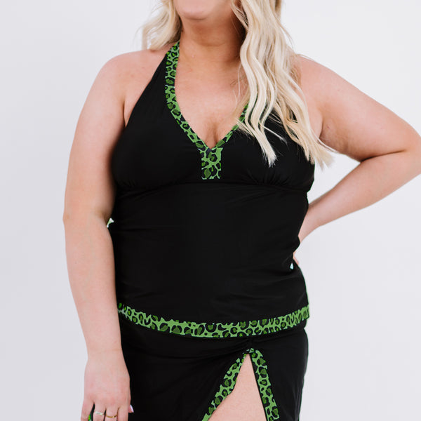 Yocwear V-Neck Lace up Sexy Leopard Print Two-Piece Swimsuit