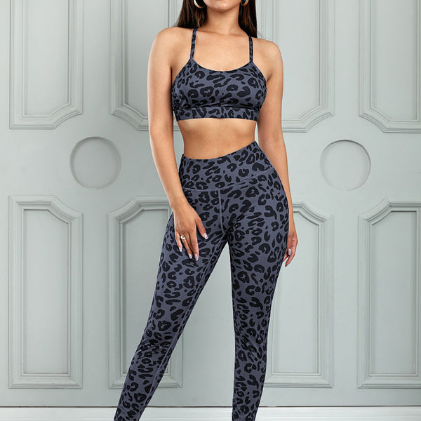 Yocwear Cheetah Girl 2 Cross Back Sports Bra and Leggings Set