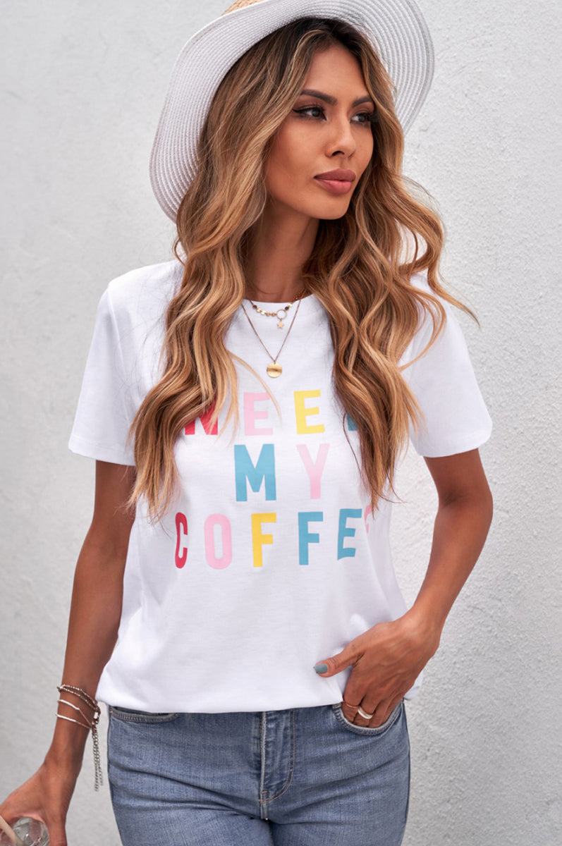 Yocwear NEED MY COFFEE Colorful Statement Tee