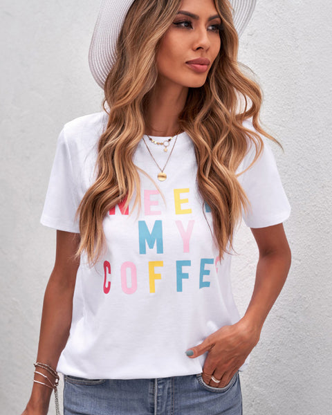 Yocwear NEED MY COFFEE Colorful Statement Tee