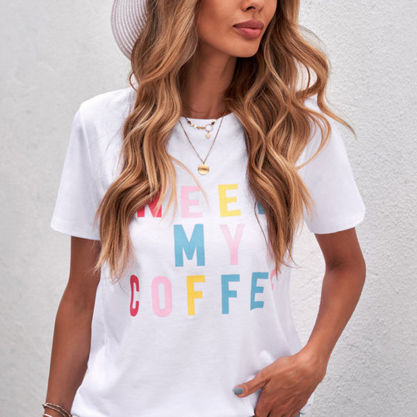 Yocwear NEED MY COFFEE Colorful Statement Tee