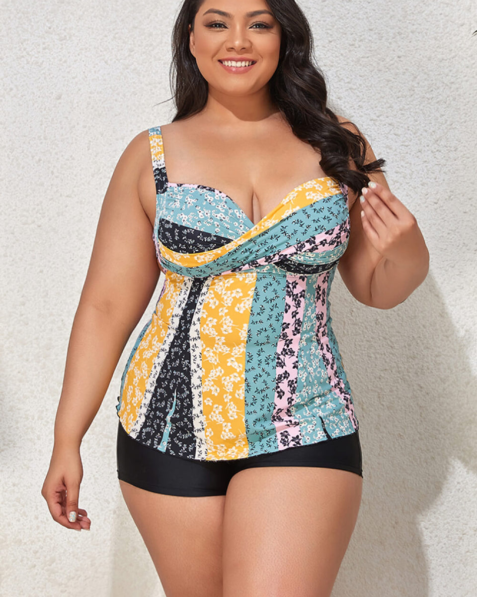 Yocwear Colorful Crisscross Cutout Two-Piece Swim Set