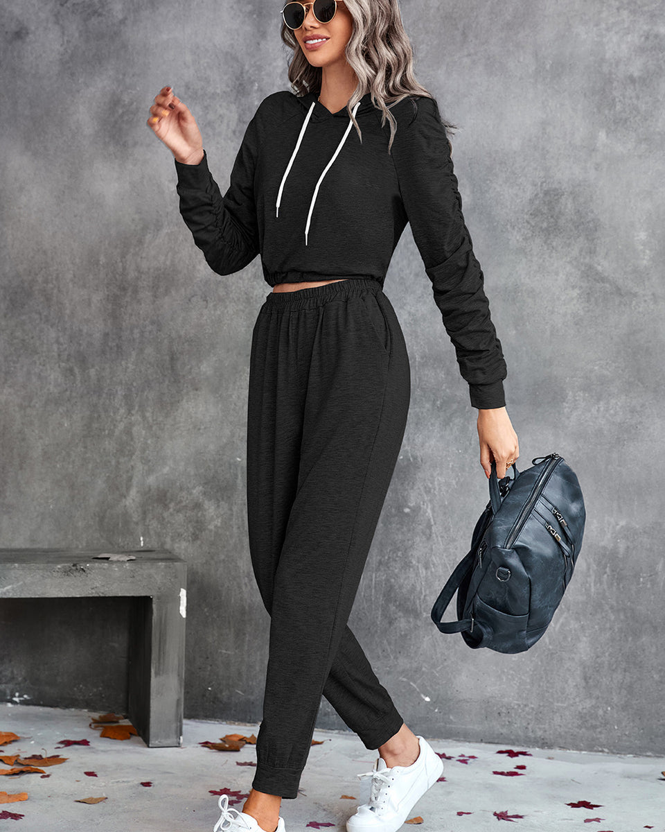 Yocwear Crop Top Hoodie and Joggers Set