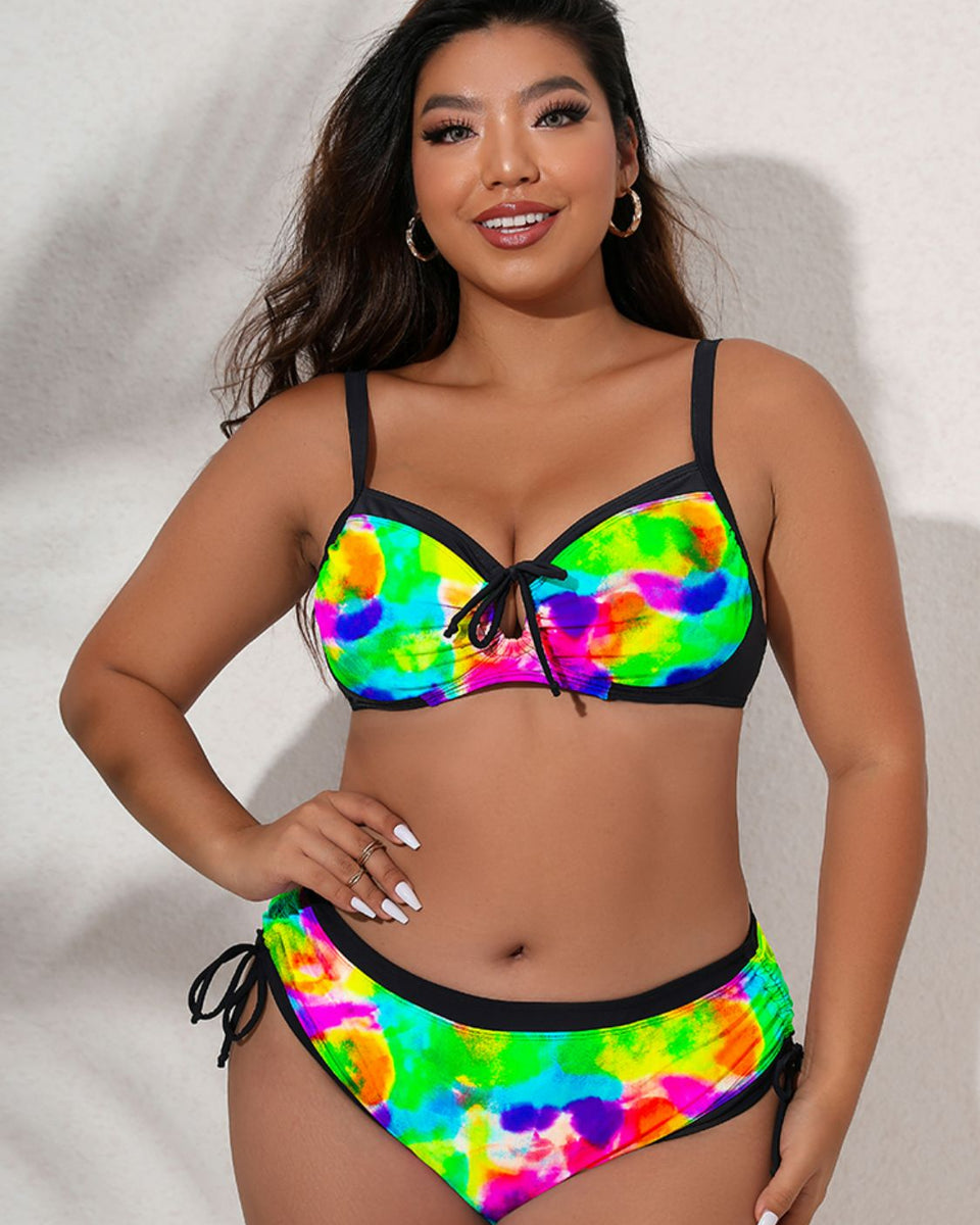 Yocwear Two-toned Vibrant Tie-Dye Sexy Ties Bikini Set