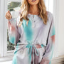 Yocwear Button Down Tie-Dye Drawstring Shorts Loungewear Set