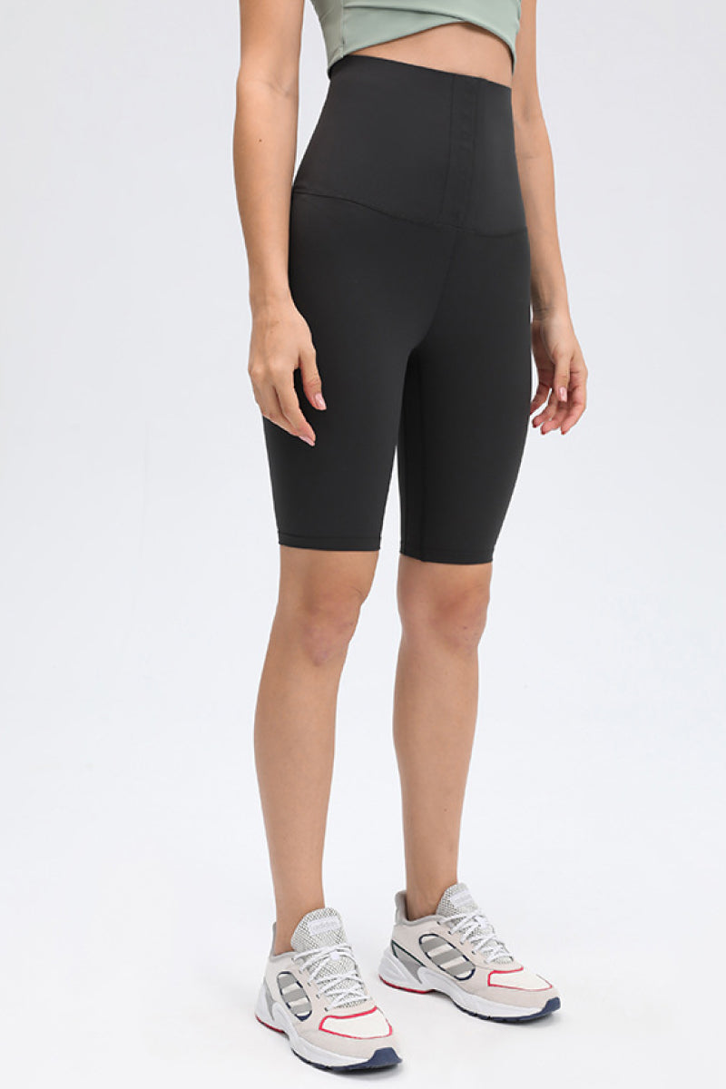 Yocwear High Waist Hook & Eye Biker Shorts