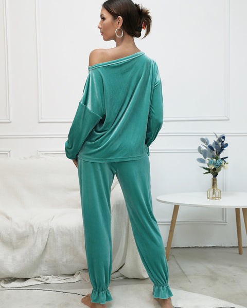 Yocwear One Side Off Shoulder Top and Pants Lounge Set