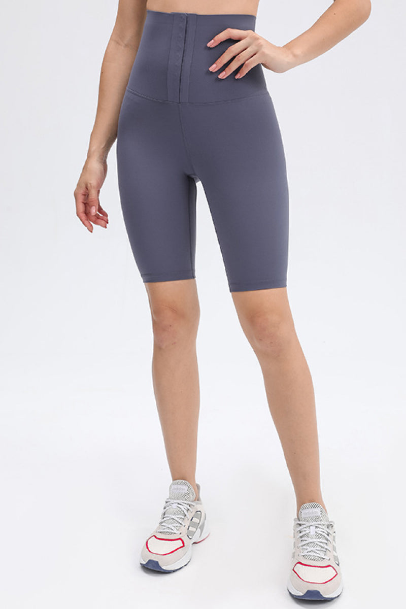 Yocwear High Waist Hook & Eye Biker Shorts