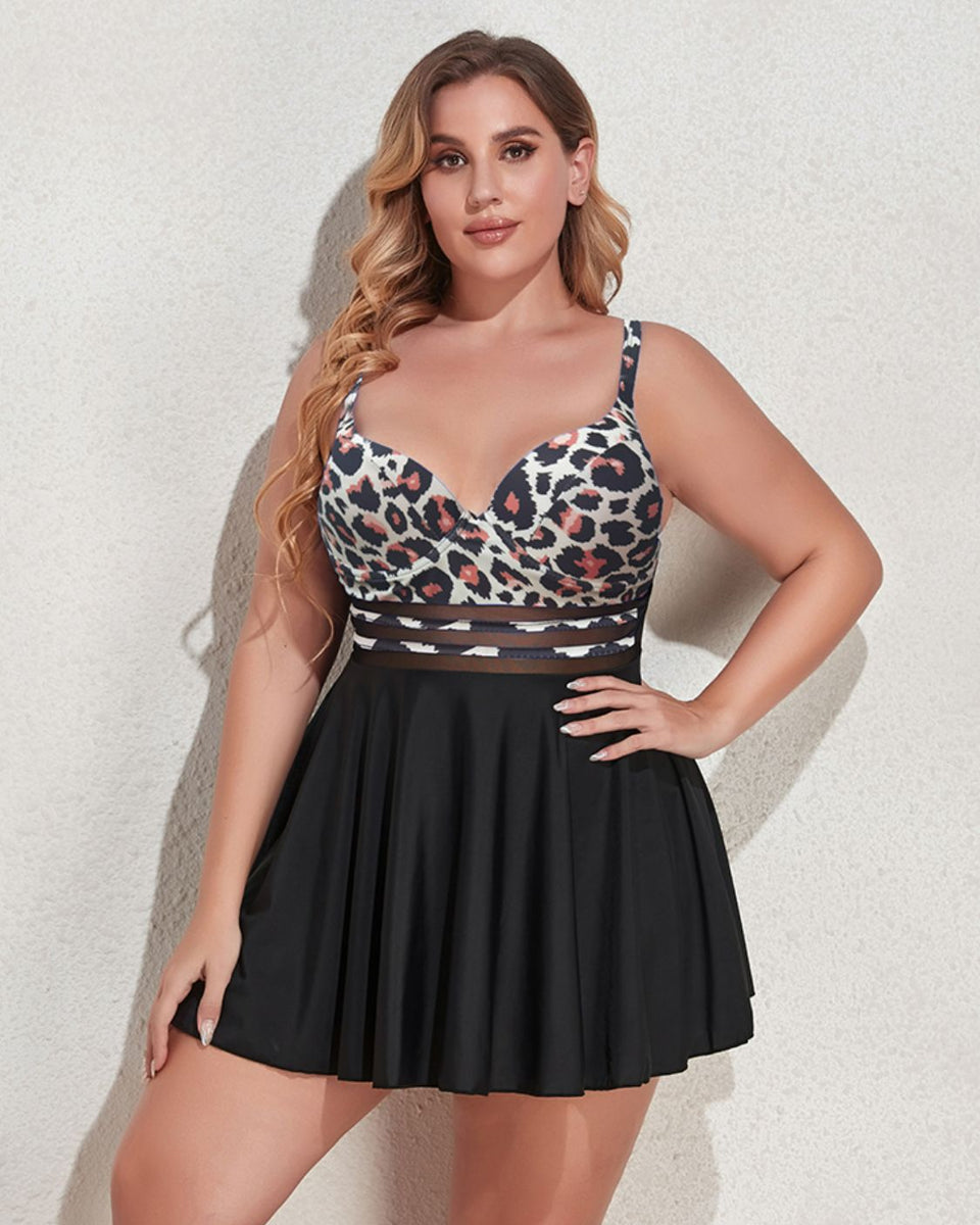 Yocwear Meshly Printed Dress and High waisted Bottoms Set