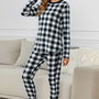 Yocwear Two Color Plaid Long-sleeved Top and Pants Pajama Set