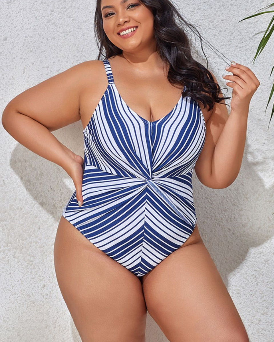 Yocwear Vibrant Stripes Twisted One-Piece Swimsuit