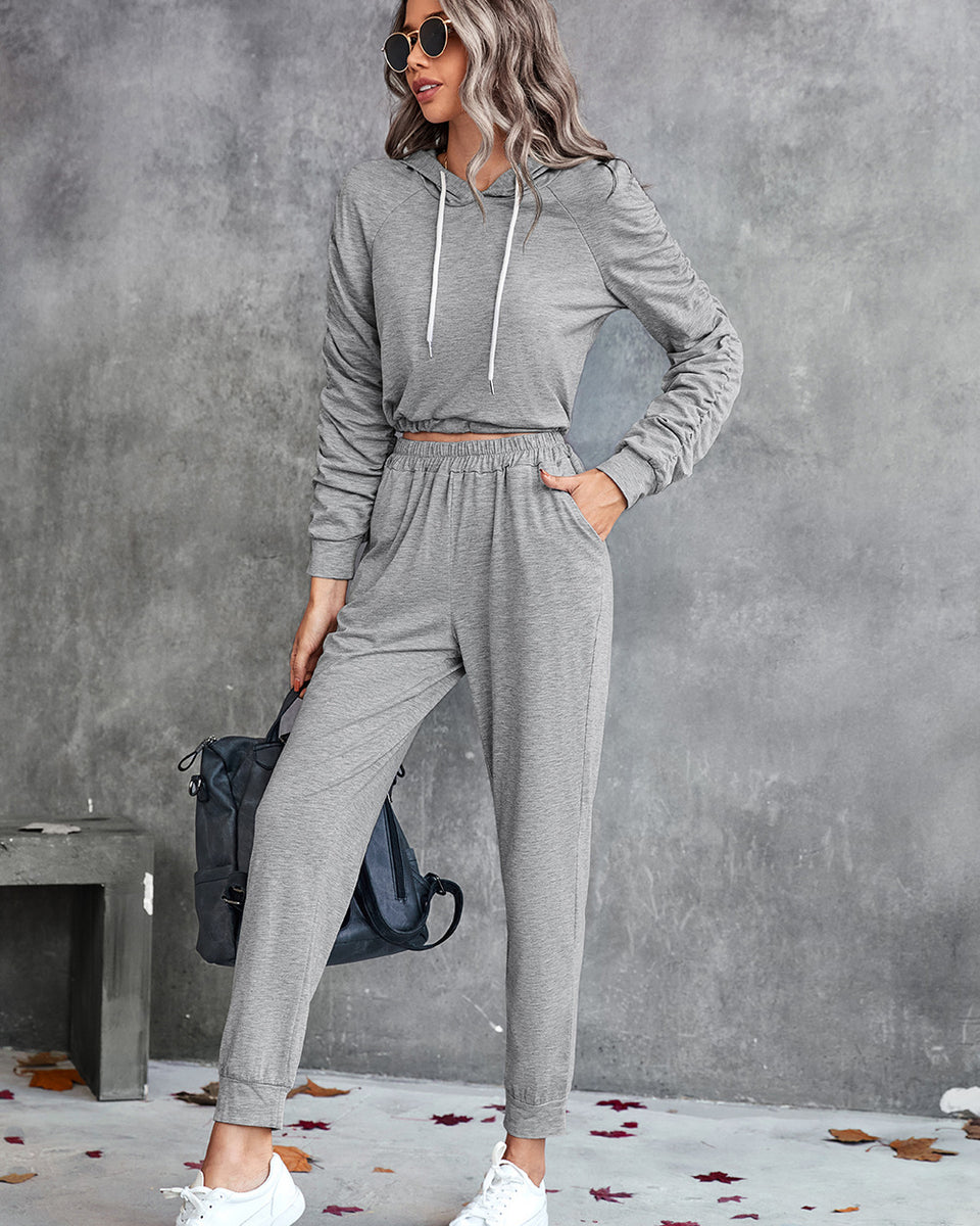 Yocwear Crop Top Hoodie and Joggers Set