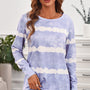 Yocwear Stripes Tie-Dye Long Sleeve Shorts Lounge Set