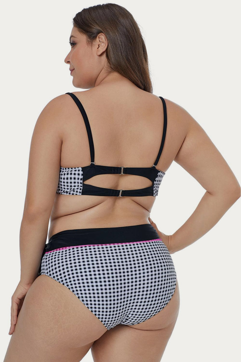 Yocwear Sexy Back Checkered Print Bikini Set