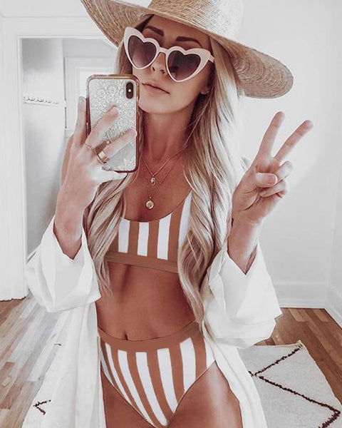 Yocwear Sexy Striped High Waist Bikini