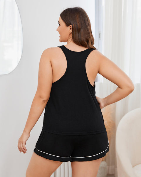 Yocwear Black Racerback Comfy Tank and Shorts Lounge Set