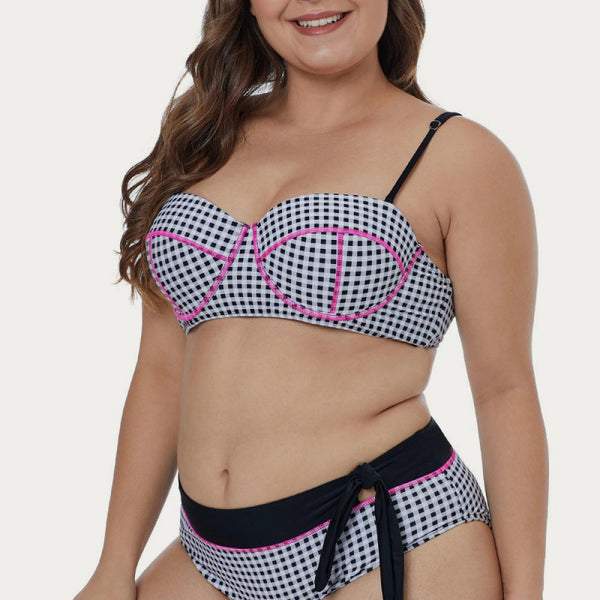 Yocwear Sexy Back Checkered Print Bikini Set